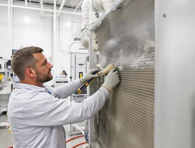 Scituate Air Duct Cleaning technician performing precision commercial coil cleaning at a Scituate business