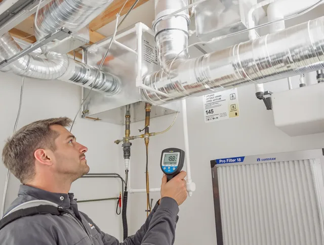 Scituate Air Duct Cleaning expert conducting detailed filter system inspection using diagnostic tools in Scituate