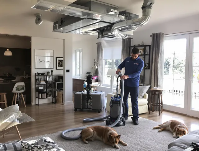 Scituate Air Duct Cleaning technician performing detailed indoor duct cleaning for improved air quality in Scituate